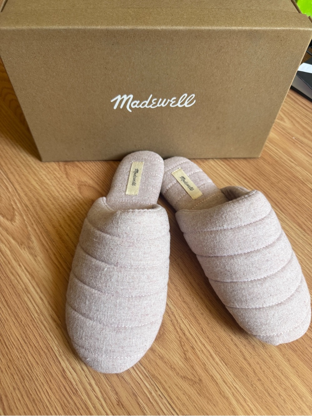 Madewell Women's Quilted Slip-On Mules in Light Pink